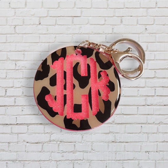 Custom Monogram Glitter Keychain/Bag Tag