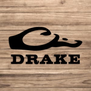 May include: Black and white logo of a duck head with the word "DRAKE" underneath.