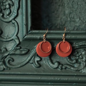 Terracotta Statement Earrings: Gold-Plated Dangles, Handmade Chic Look