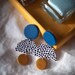 ELLA Statement Earrings in Blue, Gold and Dalmatian Pattern | Fitted with Surgical Steel Posts 