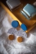 ELLA Statement Earrings in Blue, Gold and Dalmatian Pattern | Fitted with Surgical Steel Posts 