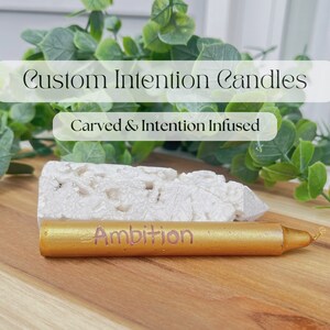 Single Intention Infused Candle, Custom, Hand Carved, Spell Candle, Chime Candle, Intention Ritual, Ritual Candle