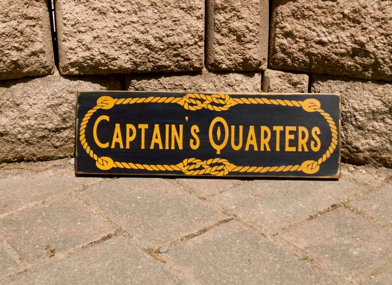 Captains Quarters Nautical Sign Beach Sign Man Cave Decor Beach Decor Hand Painted Wood Sign