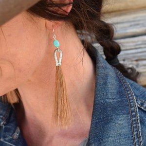 Wire-wrap Horsehair Earrings with Turquoise