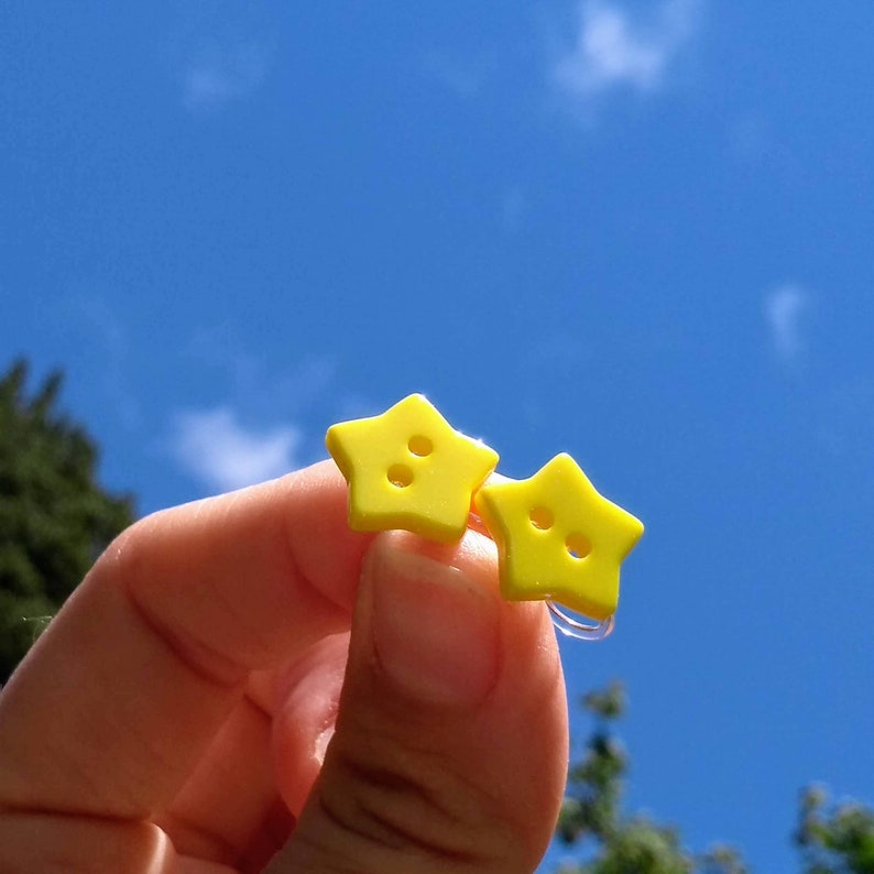 Star clip on earrings hypoallergenic plastic studs Etsy