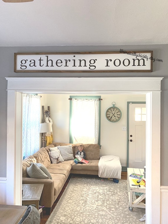 Gathering Room Sign Large Dining Room Sign Large Living Room Sign Large Framed Sign Farmhouse Sign Gather Here Statement Sign