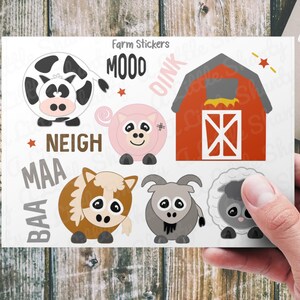 Autocollants/embellissements de ferme, fabrication de cartes, scrapbooking, planificateur, journal, artisanat pour enfants, grange, cochon, vache, cheval, mouton, Moo, Oink, sac de friandises, cadeaux de fête.