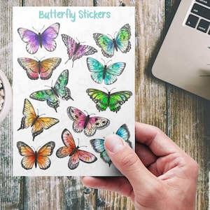 Stickers papillons,Fabrication de cartes,Scrapbook,Agenda,Journal,Papillon,Artisanat pour enfants,Printemps,Été,Violet,Bleu,Vert,Jaune,Rose,Papillons orange