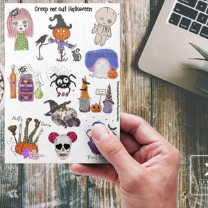Creep me out Halloween Stickers/Embellishments,Card Making,Scrapbook,Planner,Journal,Halloween,Push Pins,Spooky,Voodoo,Creepy Doll,Cupcake