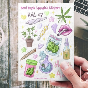 Feuille d'autocollants Best Buds cannabis, Stickers cannabis, Sticker commun, Stickers bang, Sticker cannabis, fabrication de cartes, Scrapbooking, Sticker agenda