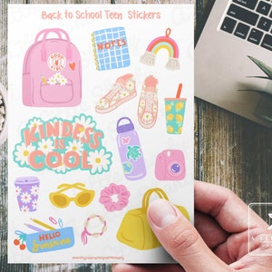 Feuille d'autocollants pour la rentrée des classes, fabrication de cartes, autocollants pour scrapbooking, agenda, travaux manuels pour enfants, carnet de notes, sac à dos, lunettes de soleil, appareil photo, trousse