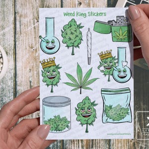 Feuille d'autocollants Weed King, Autocollants cannabis, Autocollant commun, Autocollants pour bang, Autocollant mauvaise herbe, Marijuana, Fabrication de cartes, Scrapbooking, Agenda