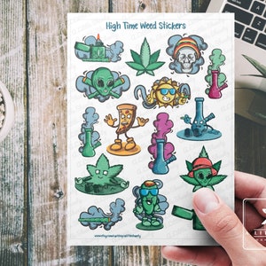 High Time Weed Aufkleber, Cannabis Aufkleber, Gelenk Aufkleber, Bong Aufkleber, Rauchen Aufkleber, Kartenherstellung oder Scrapbook Aufkleber