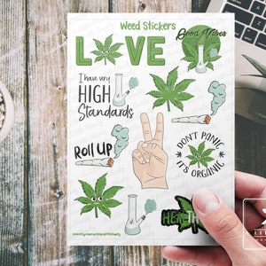 Unkraut Aufkleber, Cannabis Aufkleber, Gelenk Aufkleber, Bong Aufkleber, Rauchen Aufkleber, Kartenherstellung, Scrapbook Aufkleber, Planer Aufkleber, Liebe