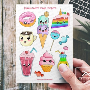 Autocollants Kawaii Sweet Icons, autocollants de fabrication de cartes, autocollants d’artisanat pour enfants, scrapbooking, artisanat en papier, autocollants de planificateur, feuille d’autocollants Kawaii