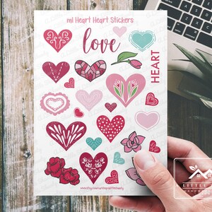 ML Heart Heart Sticker Sheet, Fabrication de cartes, Fournitures de scrapbooking, Planificateur, Artisanat pour enfants, Joyeuse Saint-Valentin, Amour, Coeurs, Fleurs, Bonne Saint-Valentin,