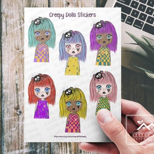 Creepy Dolls Stickers/Embellishments,Card Making,Scrapbook,Planner,Journal,Halloween stickers,laptop decal,labels,Horror,Scary,Evil,Spooky