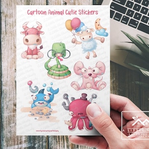 Cartoon Animal Cutie Sticker Sheet, Card Making, Scrapbook Stickers, Planner, Kids Crafts, Treat Bag, Stickers for Kids, Animal stickers