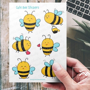 Adorable feuille d'autocollants avec des abeilles, Fabrication de cartes, Scrapbooking, Agenda, journal, Créations en papier, Fournitures créatives pour enfants, Bourdons, Stickers pour enfants