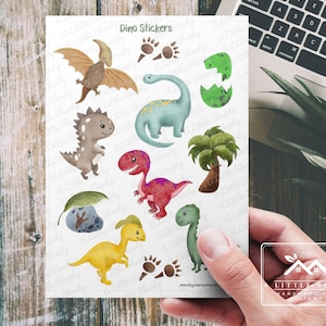 Feuille d’autocollants Dino, Fabrication de cartes, Scrapbook, Planificateur, Artisanat pour enfants, Étiquettes cadeaux, Sac de friandises, Dinosaures, Fossiles, Oeuf de Dino, Bébés dinosaures
