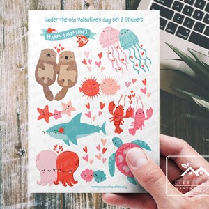 Ensemble de 2 feuilles d'autocollants sous la mer, fabrication de cartes, autocollants de scrapbooking, autocollants océan, phoques, dauphin, raie pastenague, crabes, poisson, baleine