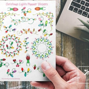 Pegatinas del planificador de luces navideñas, creación de tarjetas, álbumes de recortes, planificador, diario, artesanía de papel, niños, luces navideñas multicolores, bombillas navideñas