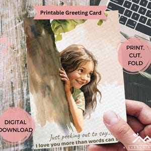 Cartão para impressão para mamãe e papai, Cartão digital de família, Dia das Mães, Dia dos Pais, Download instantâneo com modelo de envelope