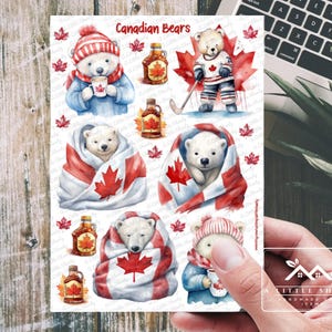 Eisbären Eisbären Aufkleber, Eisbär-Aufkleber, Kanada Thema, Ahornblatt, Eishockey, Hockey, gemütlicher Winter, Planer Aufkleber, Scrapbooking