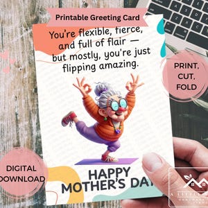 Cartão engraçado para o Dia das Mães para imprimir, Mãe ou Avó, Citação incrível, Download digital, Cartão comemorativo com modelo de envelope