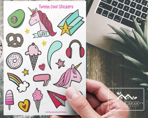 Tween Cool Sticker Sheetcard Makingscrapbookplannerkid - Etsy