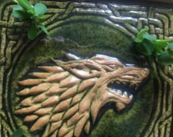 Dire Wolf Ceramic tile framed