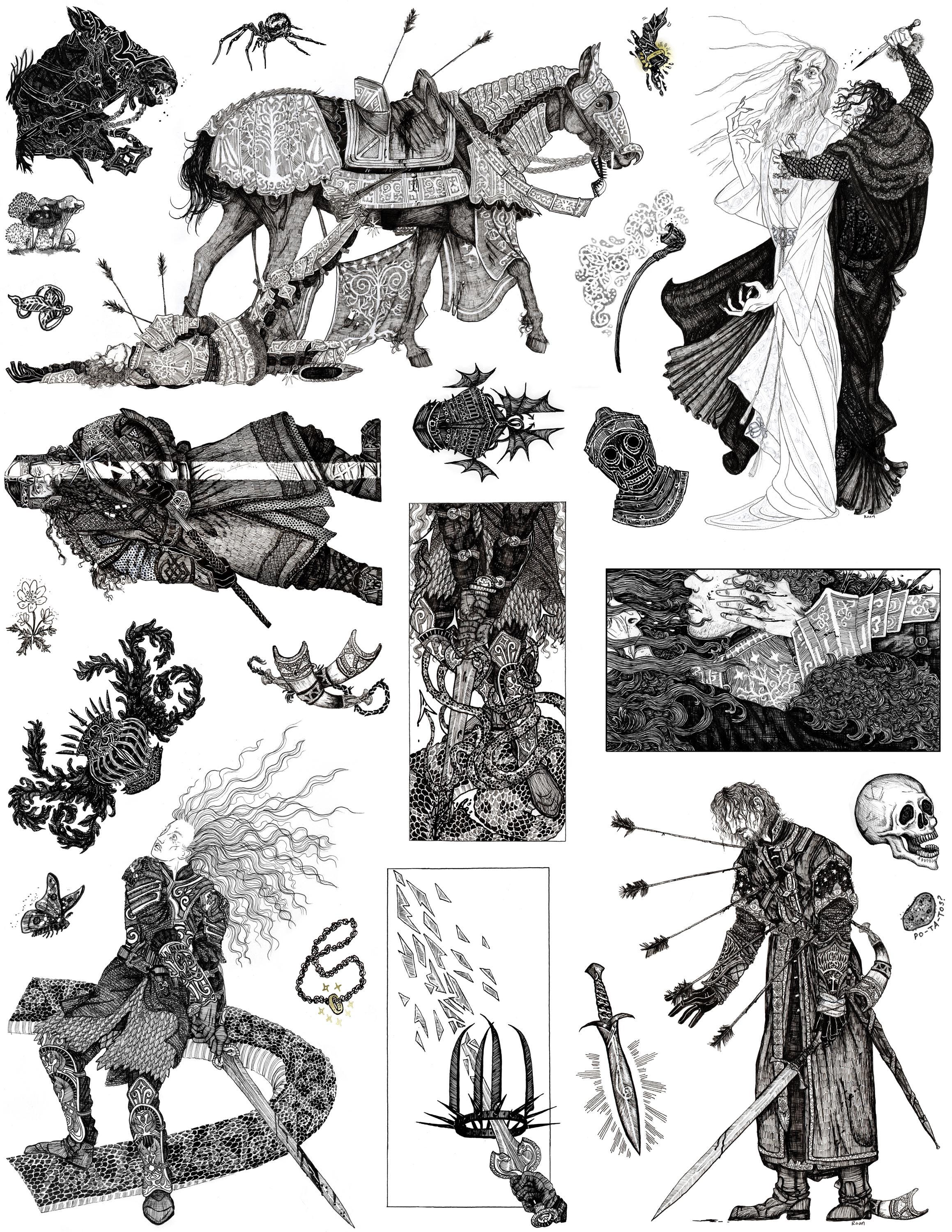 Lord of the Rings Sticker Sheet! LOTR stickers, pen and ink stickers