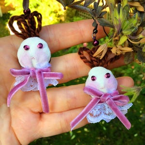 Viooltje! Oorbellen, poppensieraden, pluche sieraden