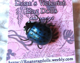 Blue Pleasing Fungus Beetle Pin!