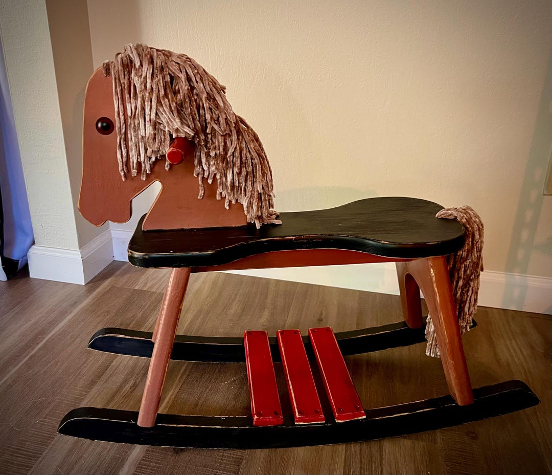 Rustic Rocking Horse Vintage Restored Wooden Rocking Horse - Etsy