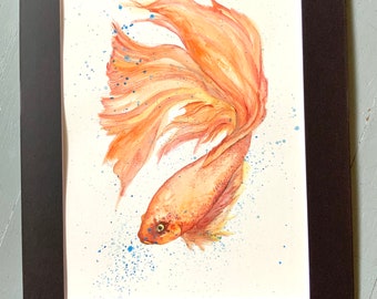 Original watercolor koi goldfish painting by Angel Anderson