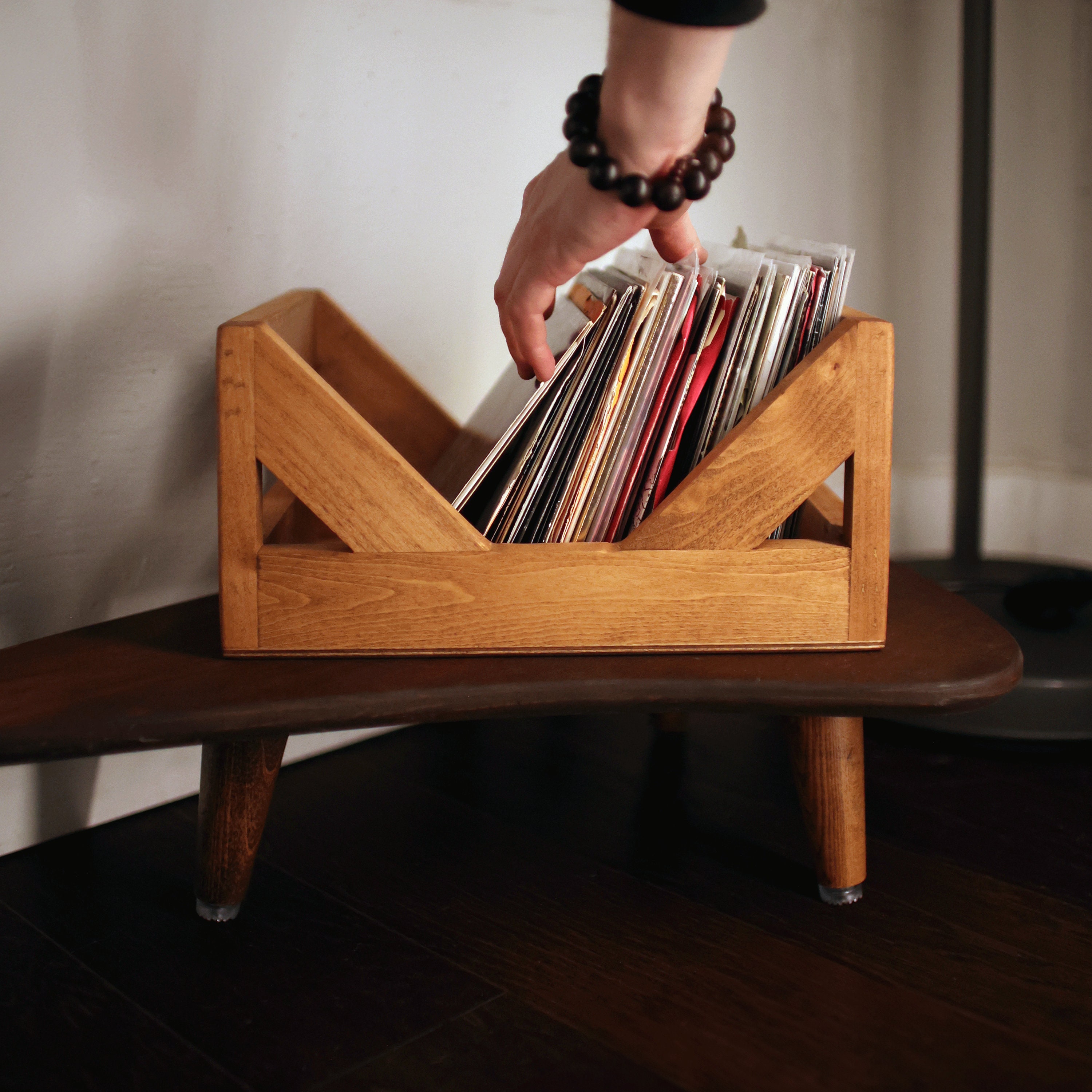 Organize Your Record Collection in This Rustic Wood Storage Rack