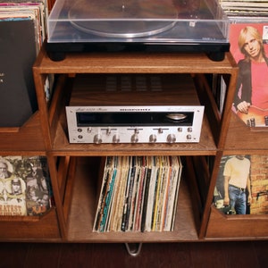 The Elliott Turntable Station: For Easy Listening with Soft Close Drawers Solid Wood 12 Vinyl Record Storage image 3