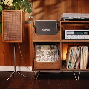 The Elliott Turntable Station: For Easy Listening with Soft Close Drawers Solid Wood 12 Vinyl Record Storage image 4