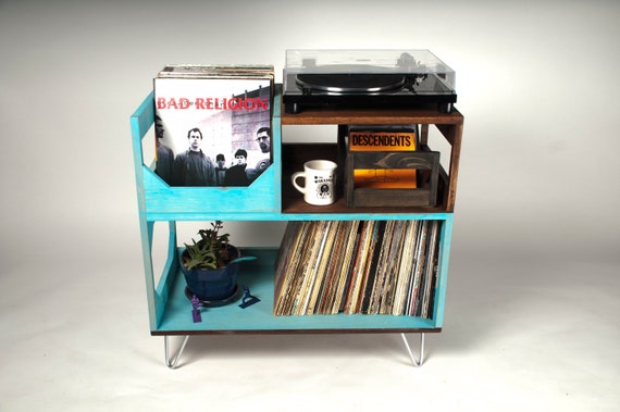 The Blackford Turntable Station // Display and Protect Your Collection of 250+ Vinyl Records // Handmade in Portland