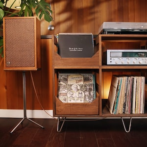 Custom Speaker Stand set of 2 handmade in Portland Oregon // Solid Oak and Steel // Fits any Speaker