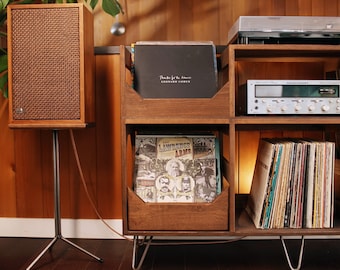 Custom Speaker Stand set of 2 handmade in Portland Oregon // Solid Oak and Steel // Fits any Speaker