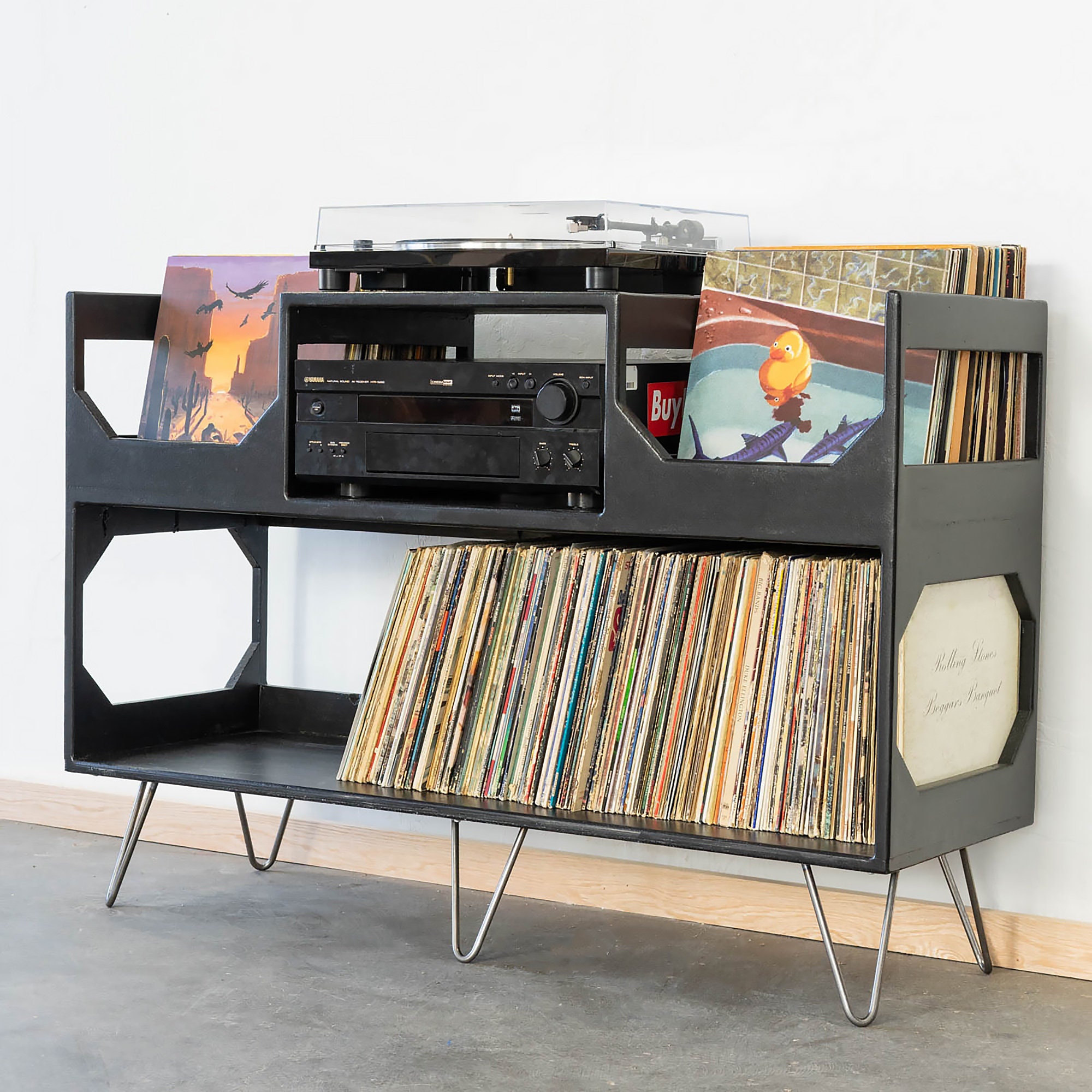 The Irving Turntable Station Bookshelf Style Vinyl Record Storage