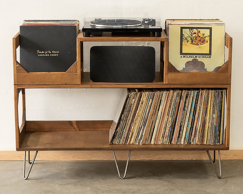 The Irving Turntable Station: Bookshelf Style Vinyl Record Storage 