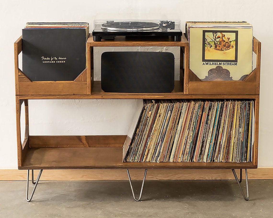 The Irving Turntable Station Bookshelf Style Vinyl Record Storage