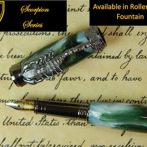 Scorpion Pen - Choice between rollerball or fountain - Irish Tide - FPRB136