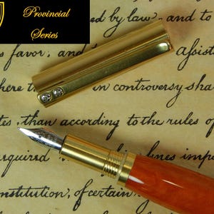 Provincial C3604 Brass Fountain Pen with Orange Acrylic - Free Shipping #FP10241