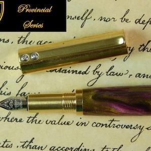 Provincial C3604 Brass Fountain Pen with Amethyst Crown Acrylic - Free Shipping #FP10141