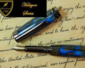 Halcyon Fountain Pen with Venetian Renaissance Acrylic - Free Shipping - #FP10205