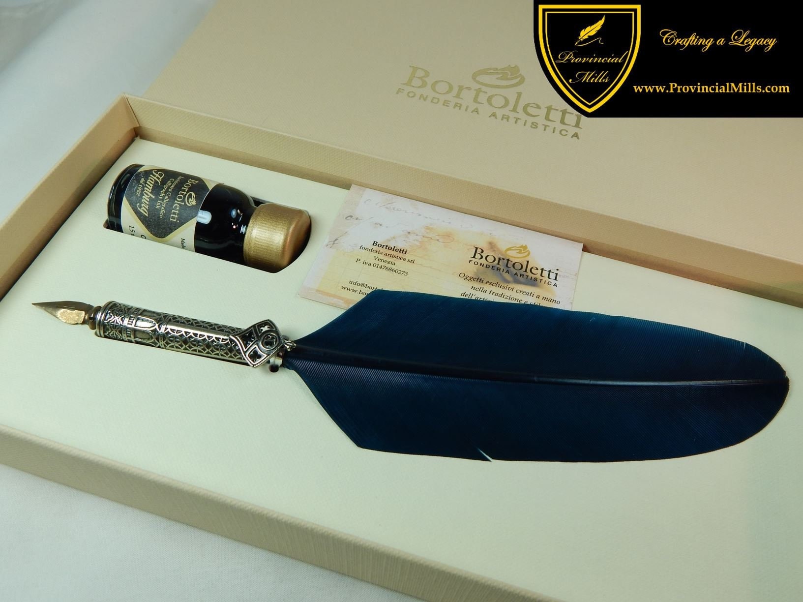 Elegant Quill ink Feather Pen. Stylish & classic gift. 15 ml black ink  bottle